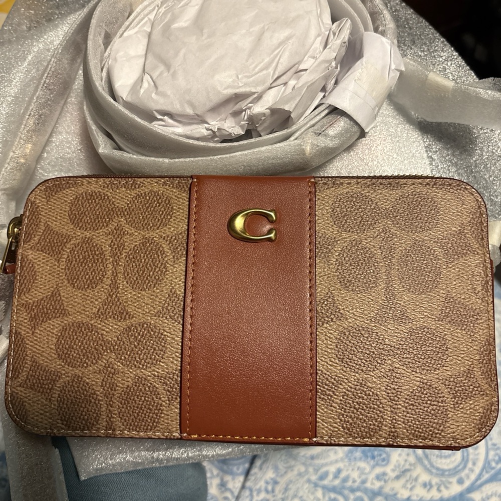 SOLD Coach Brown Signature Kira Crossbody Bag/Wristlet